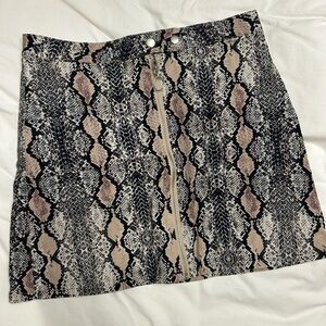Altar'd State Black and Cream Snakeskin Mini Skirt